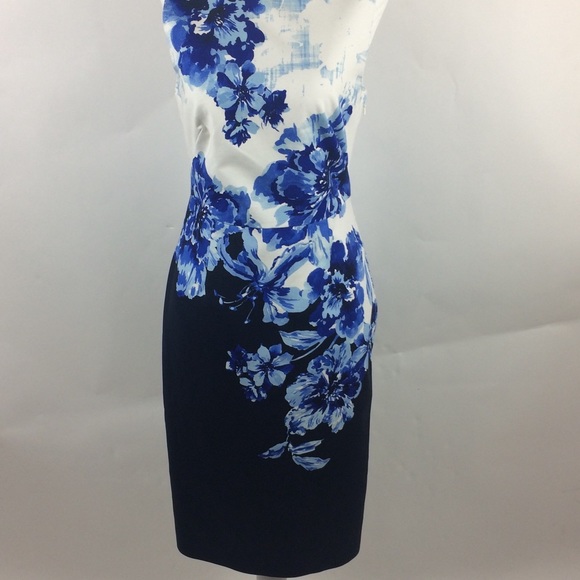 Maeve Vanda Pencil Dress Sz 6 Blue & White Floral - Picture 2 of 8